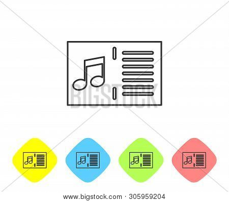 Grey Music Book With Note Line Icon Isolated On White Background. Music Sheet With Note Stave. Noteb