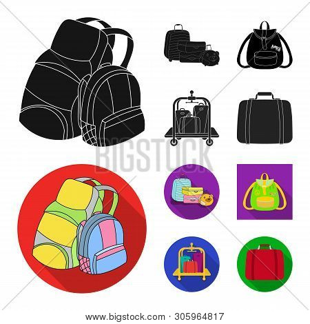Vector Illustration Of Backpack And Bag  Icon. Collection Of Backpack And School Stock Vector Illust