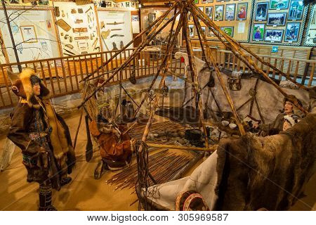 Esso, Kamchatka Peninsula, Russia- 02 October 2014: Interior Of The Ethnographic Museum. Example Of 