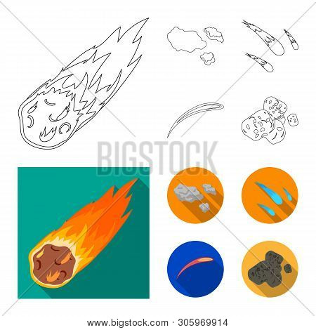 Vector Design Of Shooting And Fire Logo. Collection Of Shooting And Asteroid Vector Icon For Stock.