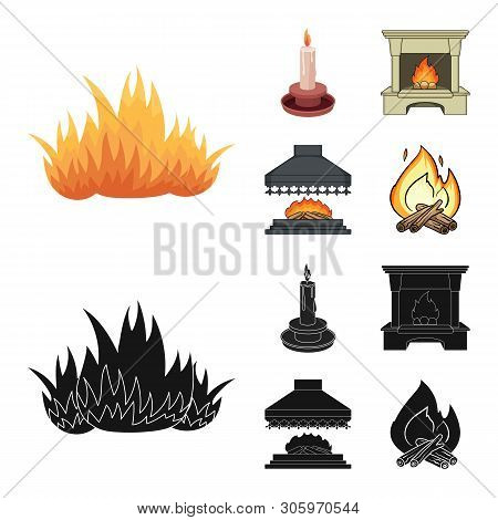 Vector Illustration Of Fire And Flame Icon. Set Of Fire And Fireball Vector Icon For Stock.