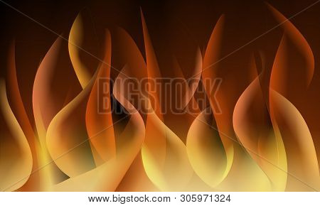 Abstract Fire Flames On Black Background Illustration
