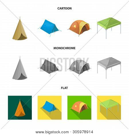Isolated Object Of Tent  And Camp Icon. Set Of Tent  And Forest Vector Icon For Stock.
