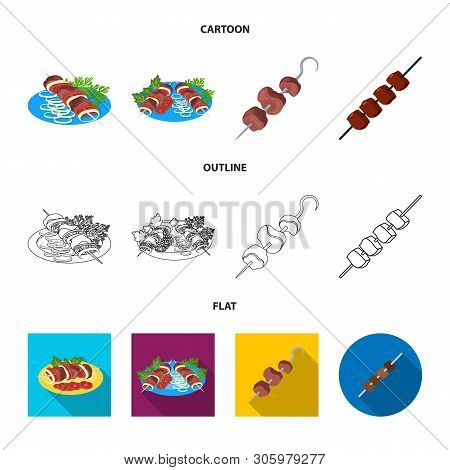 Vector Design Of Grill And Bbq Sign. Set Of Grill And Cover Vector Icon For Stock.