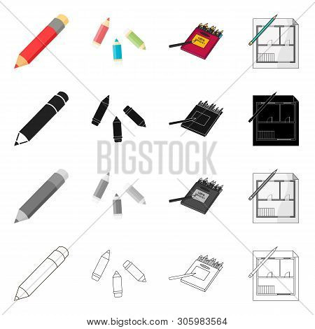 Vector Design Of Pencil And Sharpen Logo. Set Of Pencil And Color Stock Vector Illustration.