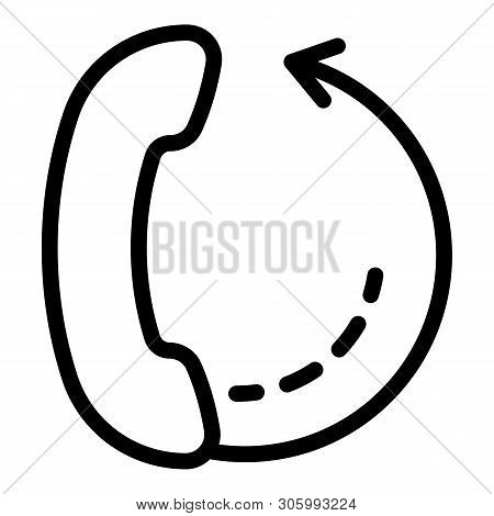 Handset And Arrow Icon. Outline Handset And Arrow Vector Icon For Web Design Isolated On White Backg