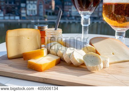 Cheese Collection, Tasty Belgian Abbey Cheeses Made With Brown Trappist Beer And Fine Herbs And View
