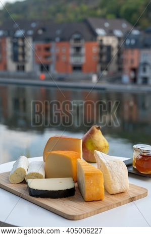 Cheese Collection, Tasty Belgian Abbey Cheeses Made With Brown Trappist Beer And Fine Herbs And View