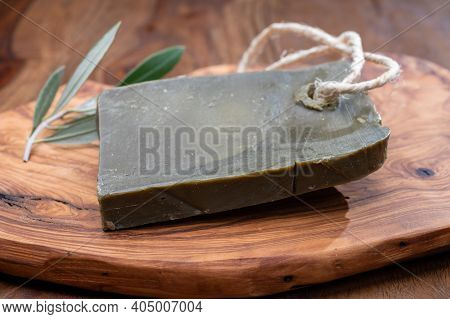 Block Of Handmade Bio Vegetal Natural Olives And Bay Leaf Soap