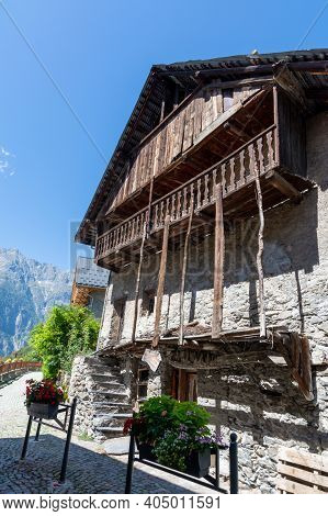 Small Medieval Village Venosc In French Alps, Ecrins Mountain Range, Isere, France