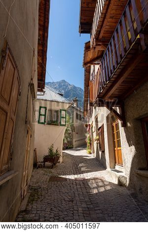 Small Medieval Village Venosc In French Alps, Ecrins Mountain Range, Isere, France