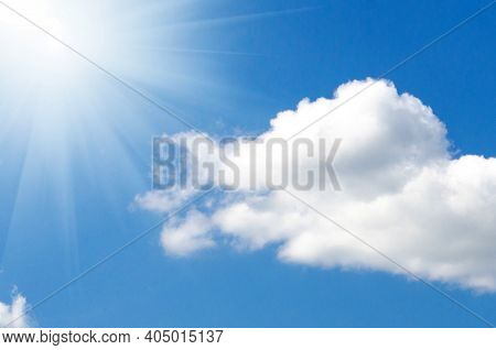 White Cloud On Blue Sky. Fantastick Bright Sky