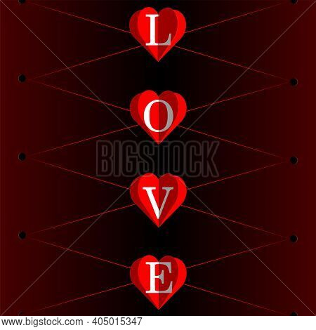 Valentine With Love. Corset With Lacing. Vector Illumination.