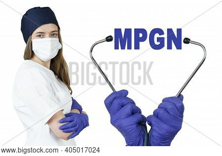 Health Care And Medicine Concept. The Doctor Is Holding A Stethoscope, In The Middle There Is A Text