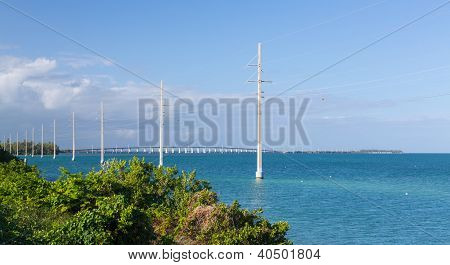 Florida Keys Bridge And Power Pylons