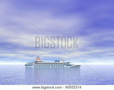 Krydstogtskib på Ocean - 3D Render