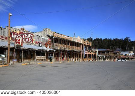 Cloudcroft Town, Otero County, New Mexico Usa - Dec 25, 2020: The Historical Old Town Along Us Hwy 8