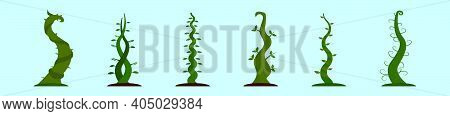 Set Of Beanstalk Cartoon Icon Design Template With Various Models. Modern Vector Illustration Isolat