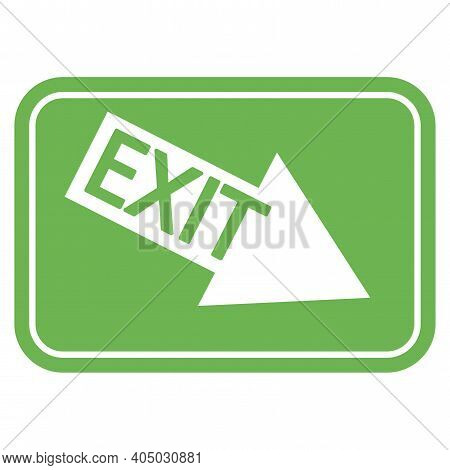 Emergency Exit Down Right. Protection Symbol. Fire Sign. Information Icon Vector. Stock Image. Eps 1