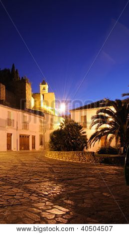 Hrad a město náměstí, Antequera, Španělsko.