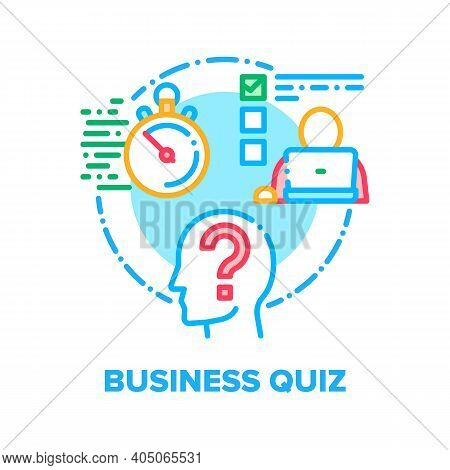 Business Quiz Vector Icon Concept. Businessman Having Question Quiz And Deadline For Solving Task, S