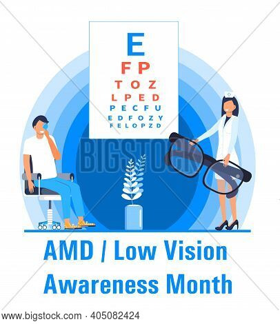 Amd, Low Vision Awareness Month Event Is Celebrated In February. Medical Ophthalmologist Eyesight Ch