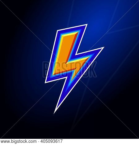 L Monogram As Lightning With Contours. Lightning Icon. Letter L And Lightning On The Dark Background