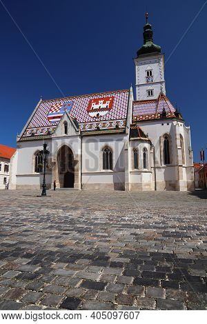 Zagreb City In Croatia. St. Mark's Church (crkva Sv. Marka).