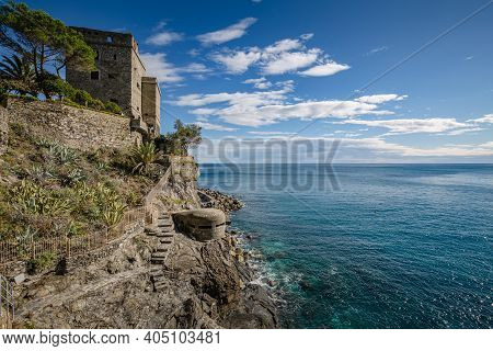 Monterosso Al Mare, A Coastal Village And Resort In Cinque Terre, Italy. Way To The Small Touristic 