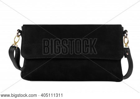 Black Women Clutch On Transparent Background. Crossbody Bag