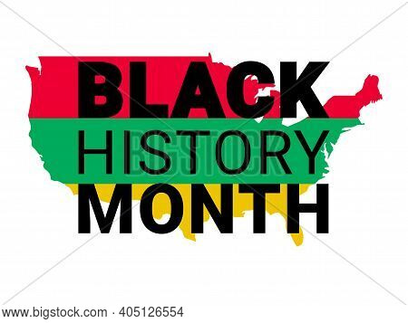 Black History Month. Vector African American History Design Element With America Map For Poster, Pri