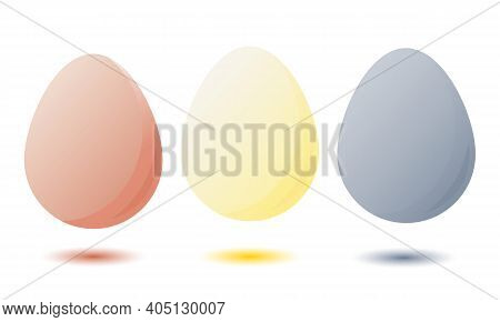 Set Of Realistic Eggs On White Background. Easter Collection. Vector Illustration.