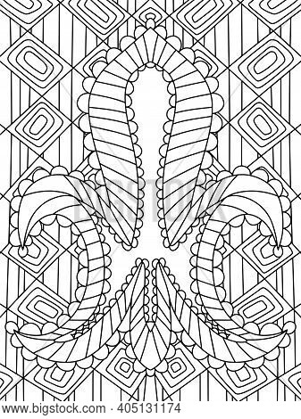 Fleur De Lis Ornament Stock Vector Illustration. Cartoon Mardi Gras Festival Symmetry Colouring Page