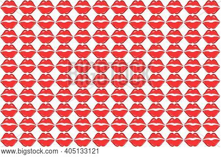 Vector Romantic Background, Romance, Kisses. Red Lips