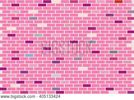 Romantic Vector Background. The Texture Of The Brick Is Pink.