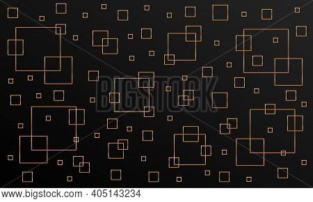 Gold Frame Square And Circle Art Decoration Wallpaper Vintage Vector On Dark Background