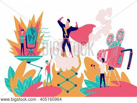 Superhero Films. Movie Shooting And Production Process. Superhero Movie Making, Cartoon Characters I