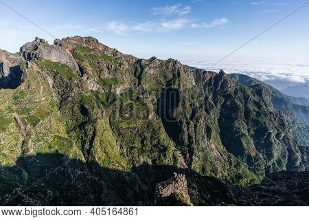 A Photo Of The Wonderful Mountain Scenery Near The Mountain Peak Pico Do Arierio On Madeira Island, 
