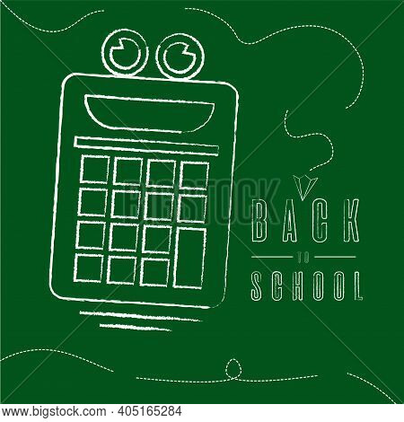Claculator Draws Back To School In Green Backgorund Animated Icon- Vector