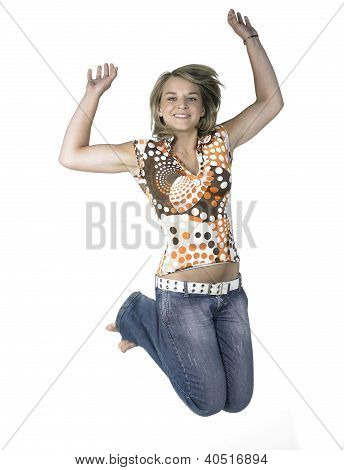 Grappig springen Blond meisje