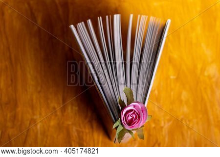 Open Veterinarian Book On The Table Vertically