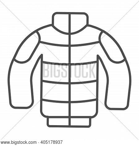 Winter Jacket Thin Line Icon, Winter Season Concept, Winter Clothing Fashion Sign On White Backgroun