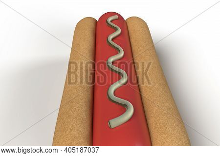 A Hot Dog In White Background 3d Render