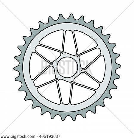 Bike Gear Star Icon. Editable Outline With Color Fill Design. Vector Illustration.