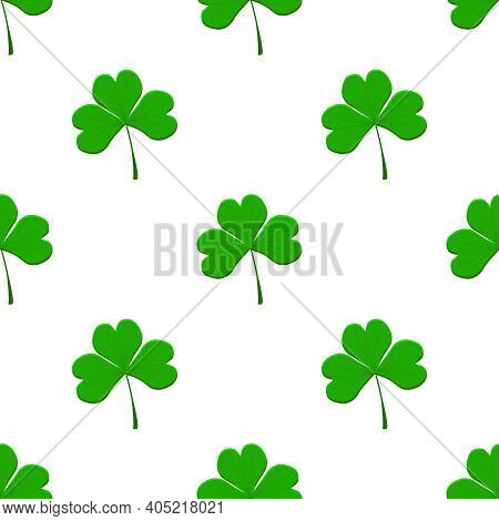 Illustration On Theme Irish Holiday St Patrick Day, Seamless Green Shamrock Clover. Pattern St Patri