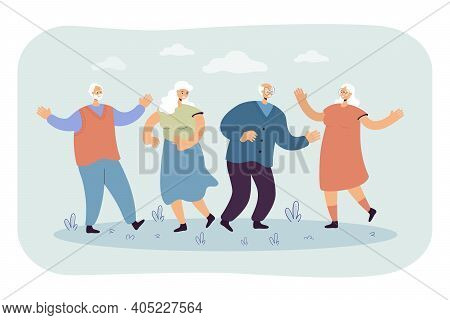 Happy Senior People Enjoying Outdoor Party. Group Of Mature Friends Celebrating Event, Having Fun To