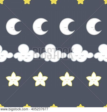 Vector Night Sky Geometric Seamless Pattern Background