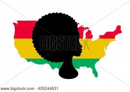 Black History Month. Vector African American History Design Element With African Woman And Usa Ameri