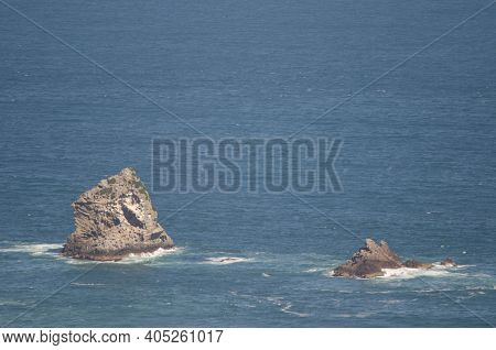 Offshore Islets In Sandfly Bay. Otago Peninsula. Otago. South Island. New Zealand.