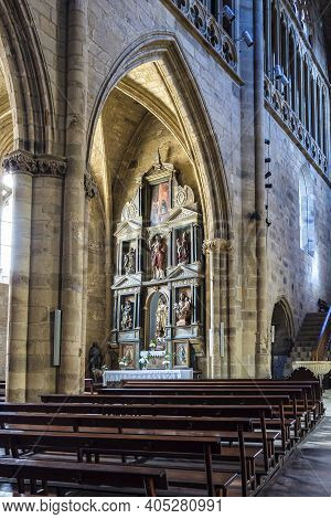 Interior Of San Salvador Church In Getaria, Basque Country In Spain.